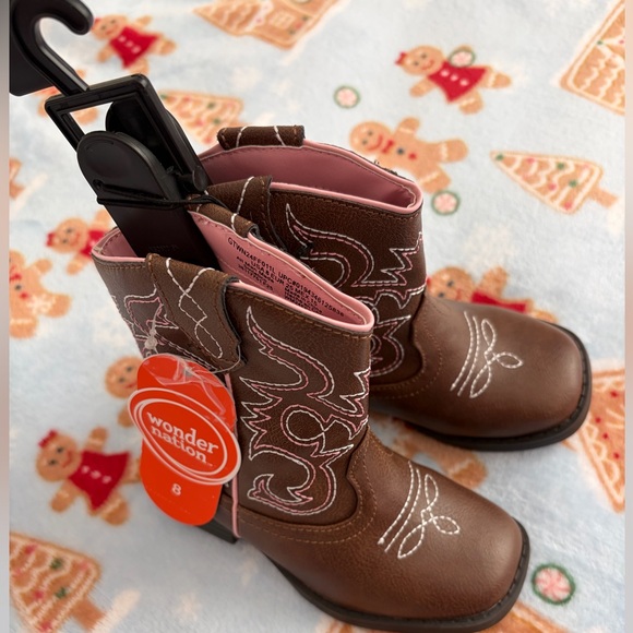 ❤️Kids Brown and Pink Cowboy Boots New Size 8 Wonder Nation - Picture 16 of 16